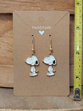 Peanuts Snoopy Enamel Metal Earrings NEW